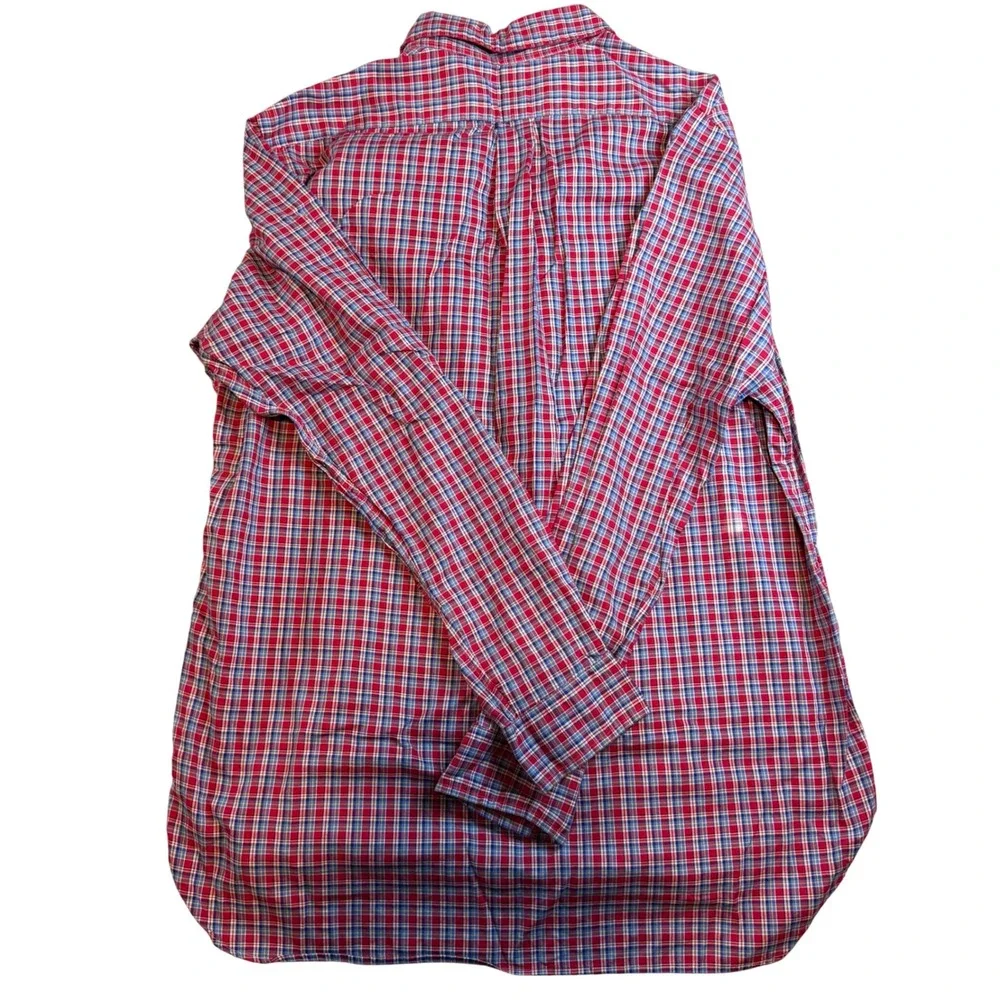 Polo Ralph Lauren‎ Mens Large Plaid Button Down Shirt Red Blue Cotton